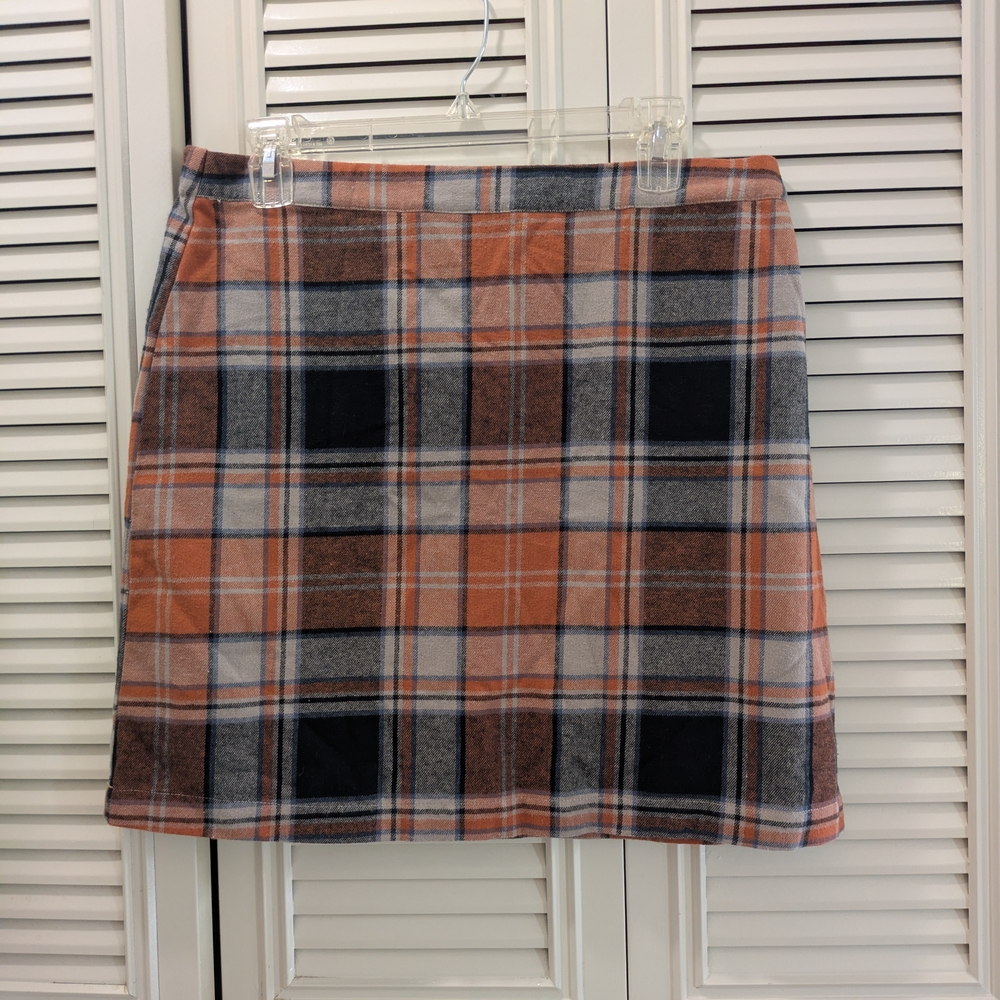 Orange and Black A-Line Mini Skirt for Casual Wear